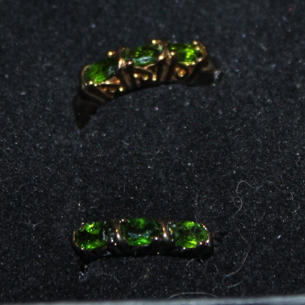 Vintage Gold Tone with Emerals Earrings  Nice